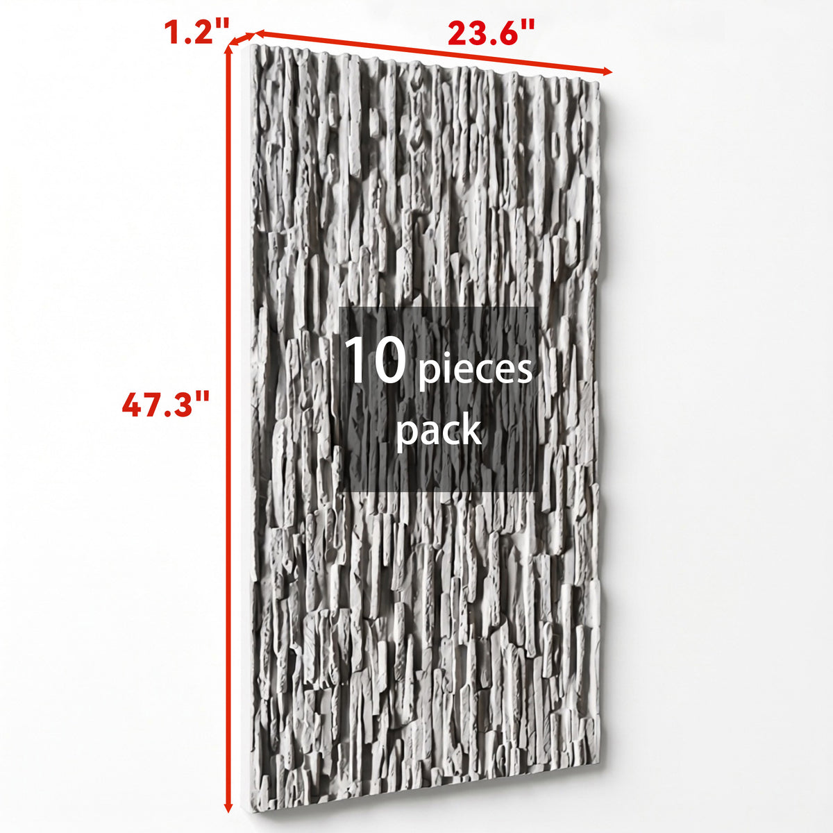 Gray Faux Stone Wall Panel Set of 10, Lightweight Indoor & Outdoor Decorative Wall Panels