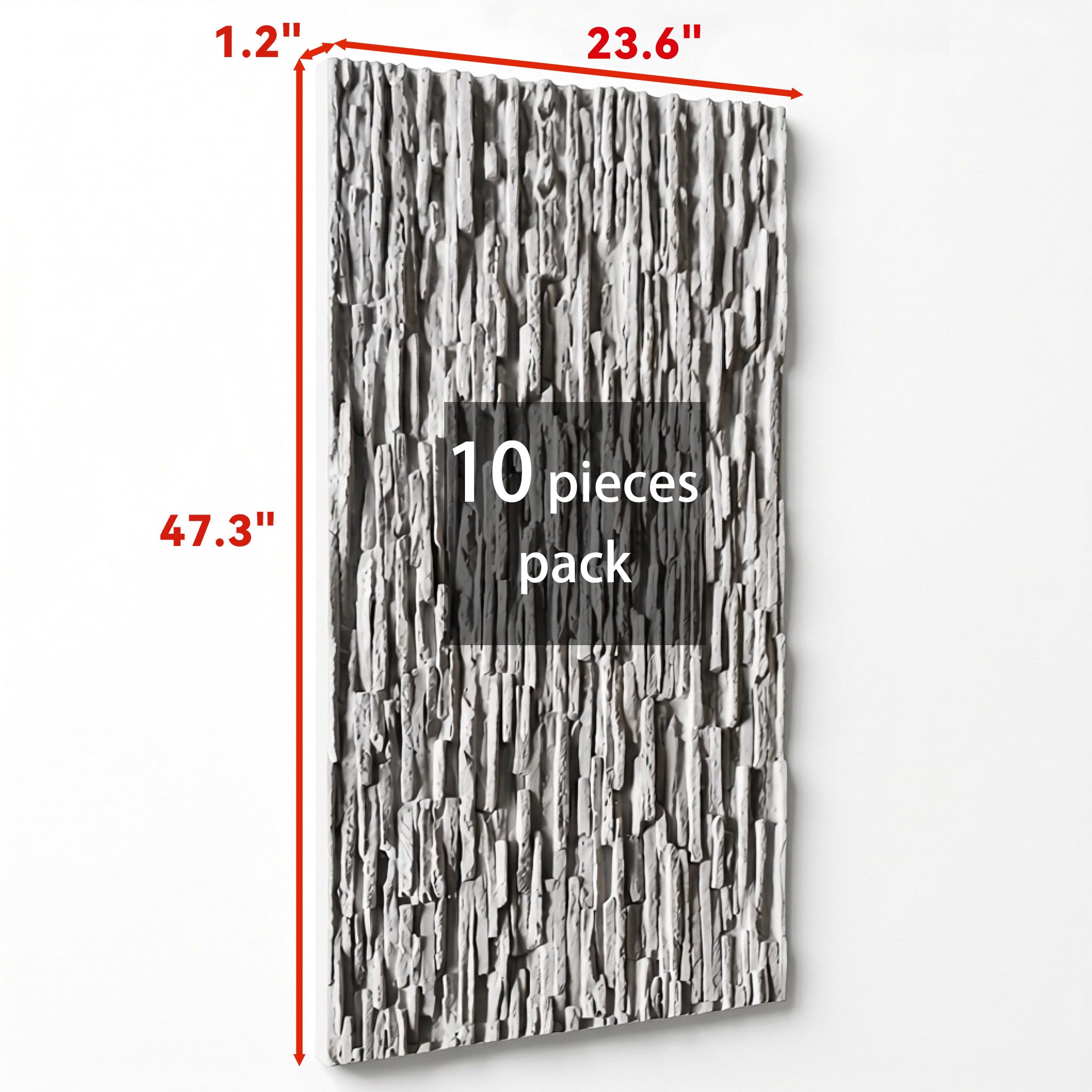 Gray Faux Stone Wall Panel Set of 10, Lightweight Indoor & Outdoor Decorative Wall Panels