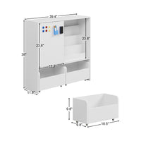 39.4" Modern White Kids Bookcase with Magnetic Whiteboard Doors