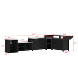 180.3" Modern Natural Solid Cedar Modular Outdoor Kitchen Island with Sink, Stainless Steel Top and Customizable Layout