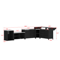 180.3" Modern Natural Solid Cedar Modular Outdoor Kitchen Island with Sink, Stainless Steel Top and Customizable Layout