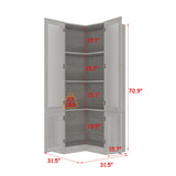 31.5 inches Modern Elegant Natural Corner China Cabinet With Shelves And Frosted Glass Doors