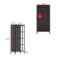 70.9" Black Glass Display Cabinet with LED Lighting