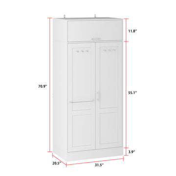  FUFU&GAGA Armario grande para dormitorio de 70.9 pulgadas de  alto con espejo y cajones, armario con puertas y estantes, barra para ropa,  armario para dormitorio : Hogar y Cocina