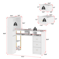 35.4" Modern White L-Shaped Manicure Nail Table with Electric Dust Collector