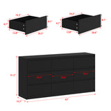 63” Wide Modern Minimalist 9-Drawer Dresser & Storage Sideboard