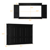 65.7 inches Black Wall‑Mount Hidden TV Media Cabinet with 4 Panel Doors, Fits Up To 60 Inch TVs