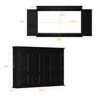 65.7" Black Wall‑Mount Hidden TV Media Cabinet with 4 Panel Doors, Fits Up To 60" TVs