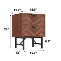 18.9" Rustic Brown Wood Grain 2-Drawer Bedside Table Nightstand