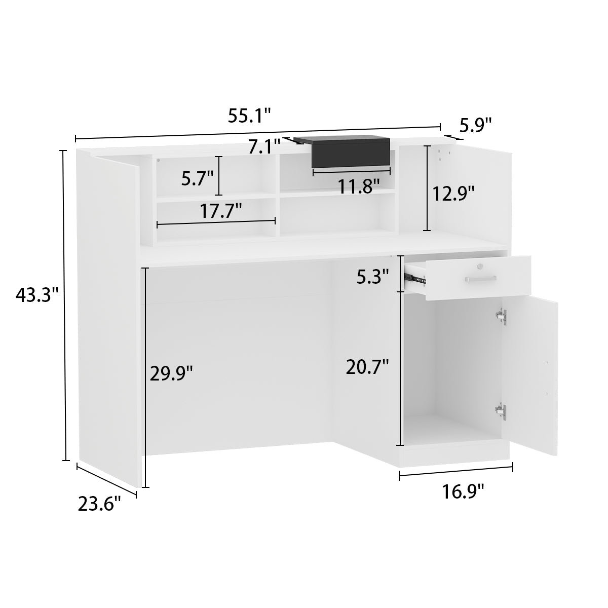 Reception Counter Desk with Lockable Storage Cabinet