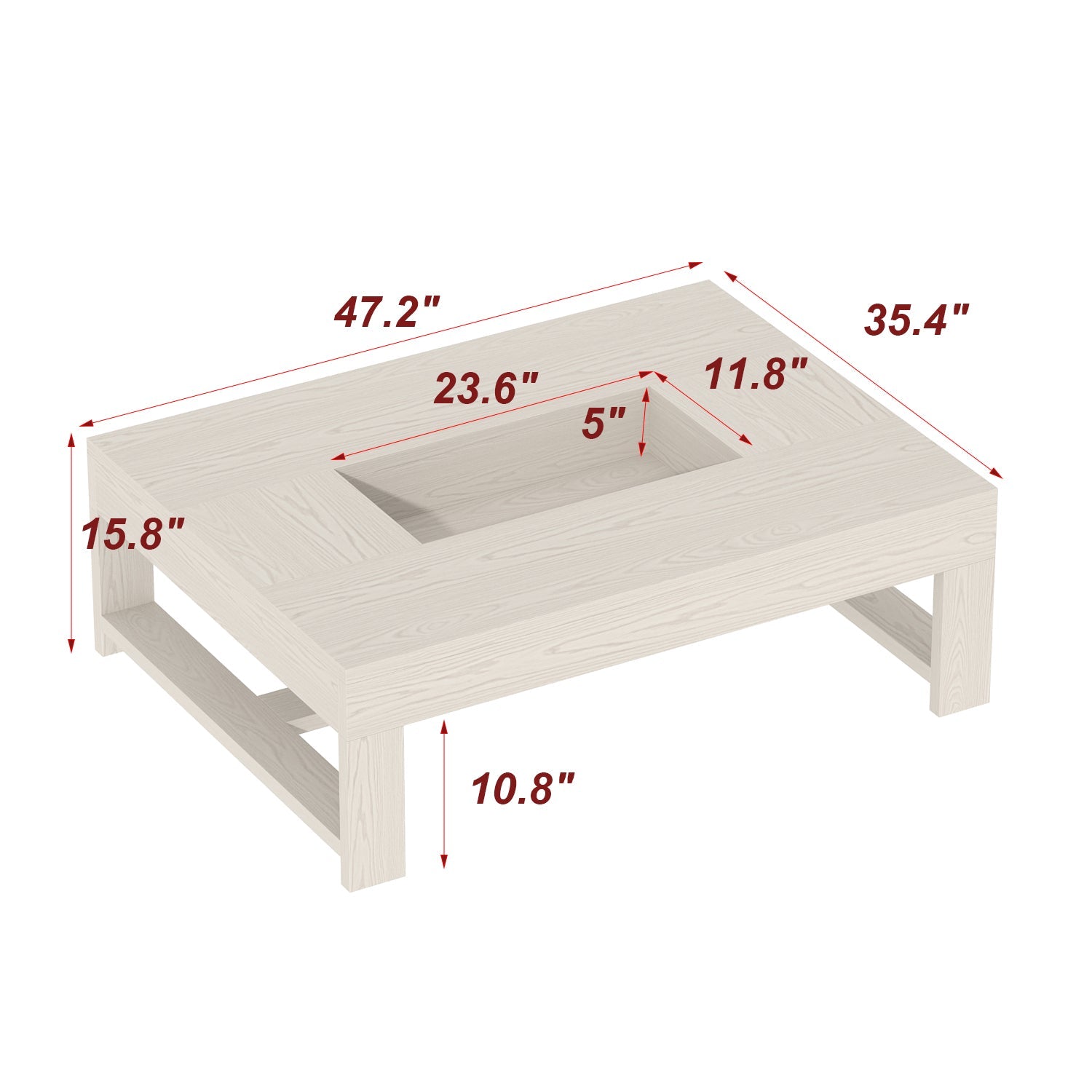 47.2'' W Rectangular Coffee Table With Groove Design-Sleek Design Meets Practical Functionality