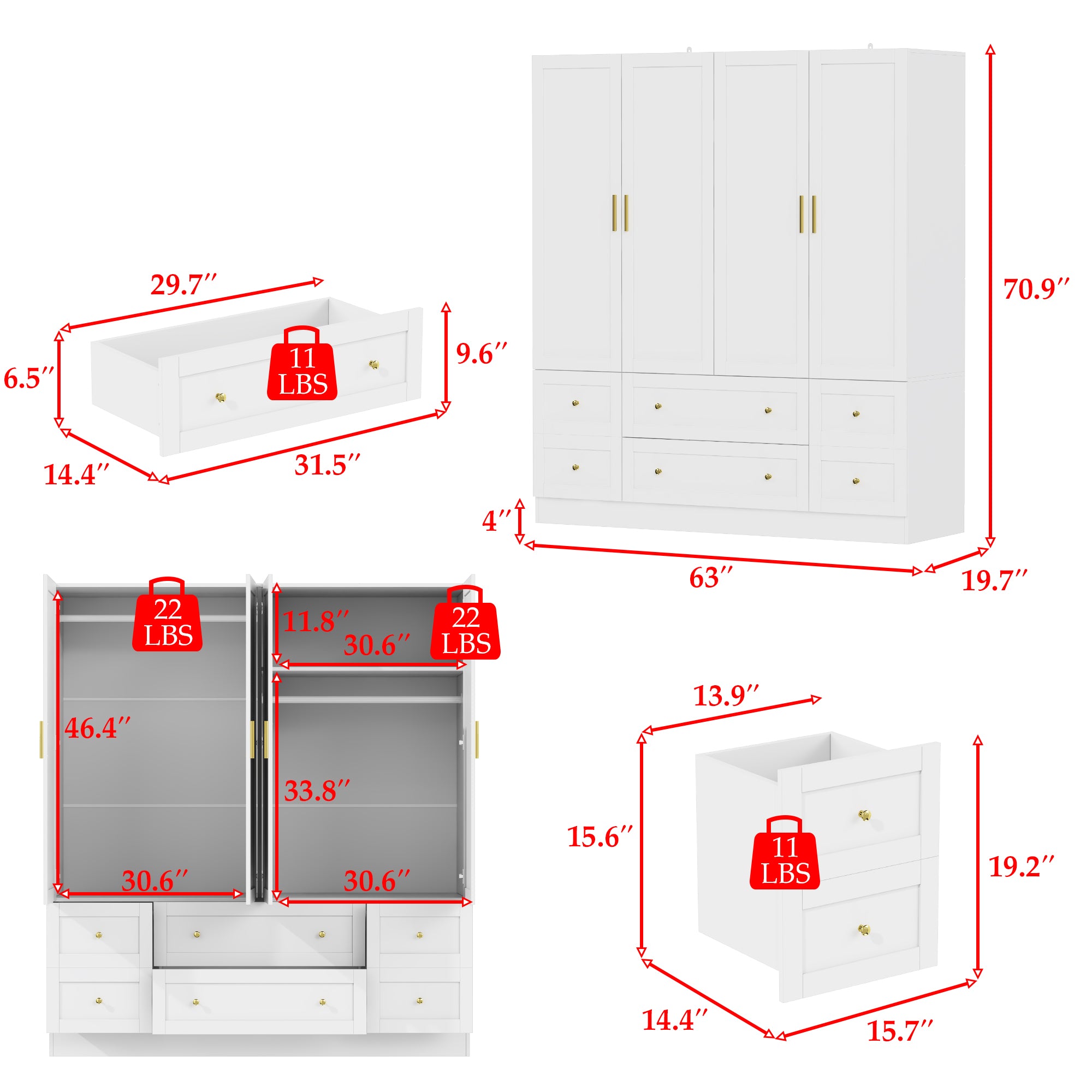 4-Door Wardrobe With Optimized Storage