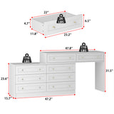 95 inches Modern Glam White Dresser and Vanity With Lights And Versatile Storage