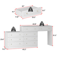 95" Modern Glam White Dresser and Vanity With Lights And Versatile Storage