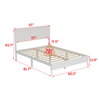 Queen Size Modern Simplicity White Solid Wood Platform Bed With Solid Rubberwood and Pine Wood