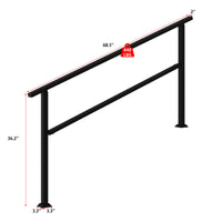 68.5" Minimalist Satin Black Stair Banister with Adjustable Angle