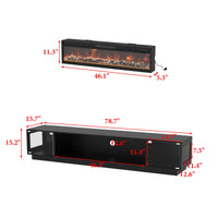 78.7" Modern Black TV Stand Media Console with Glass Doors