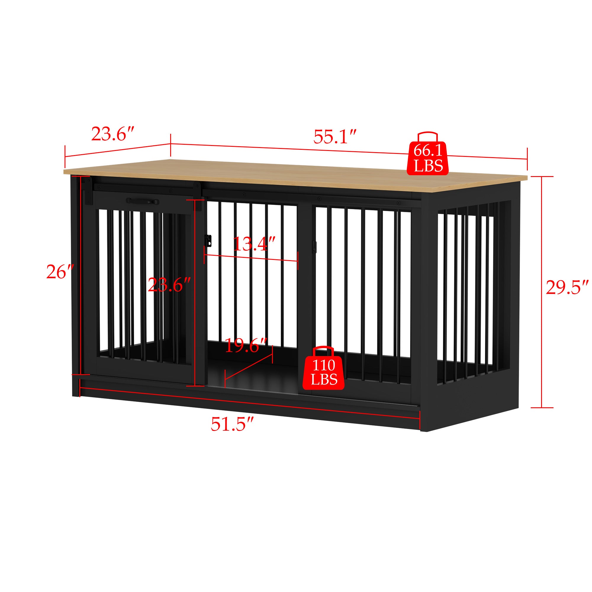 Barn Door Dog Crate with Lock