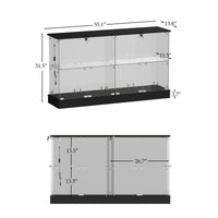 55.1" Modern Black Sideboard Display Case with LED Lighting & Full Glass Design