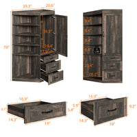 39.3" Trapezoid Brown Bookcase Storage Cabinet with 5-Tier Shelves