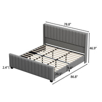 King Size Modern Gray Bed with Padded Headboard