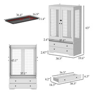 38.5" Modern White Large Floor Bird Cage with Removable Tray and Storage Drawers