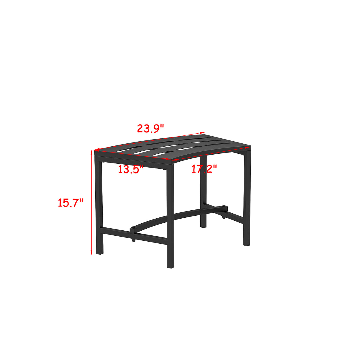 23.9" Industrial Black Outdoor Bench (Set of 4)