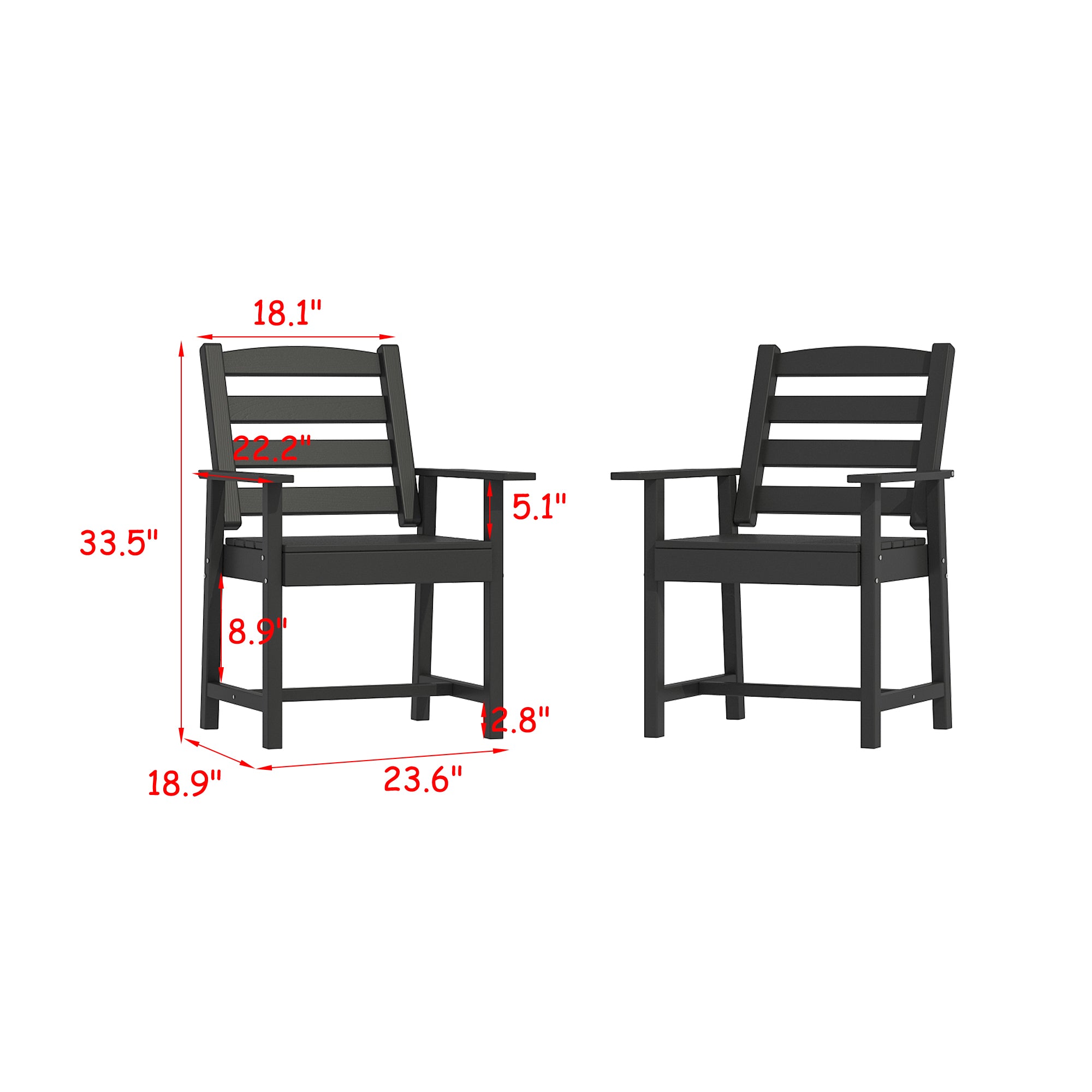 All-weather Patio Dining Chairs With Wood Grain Design (set Of 2)
