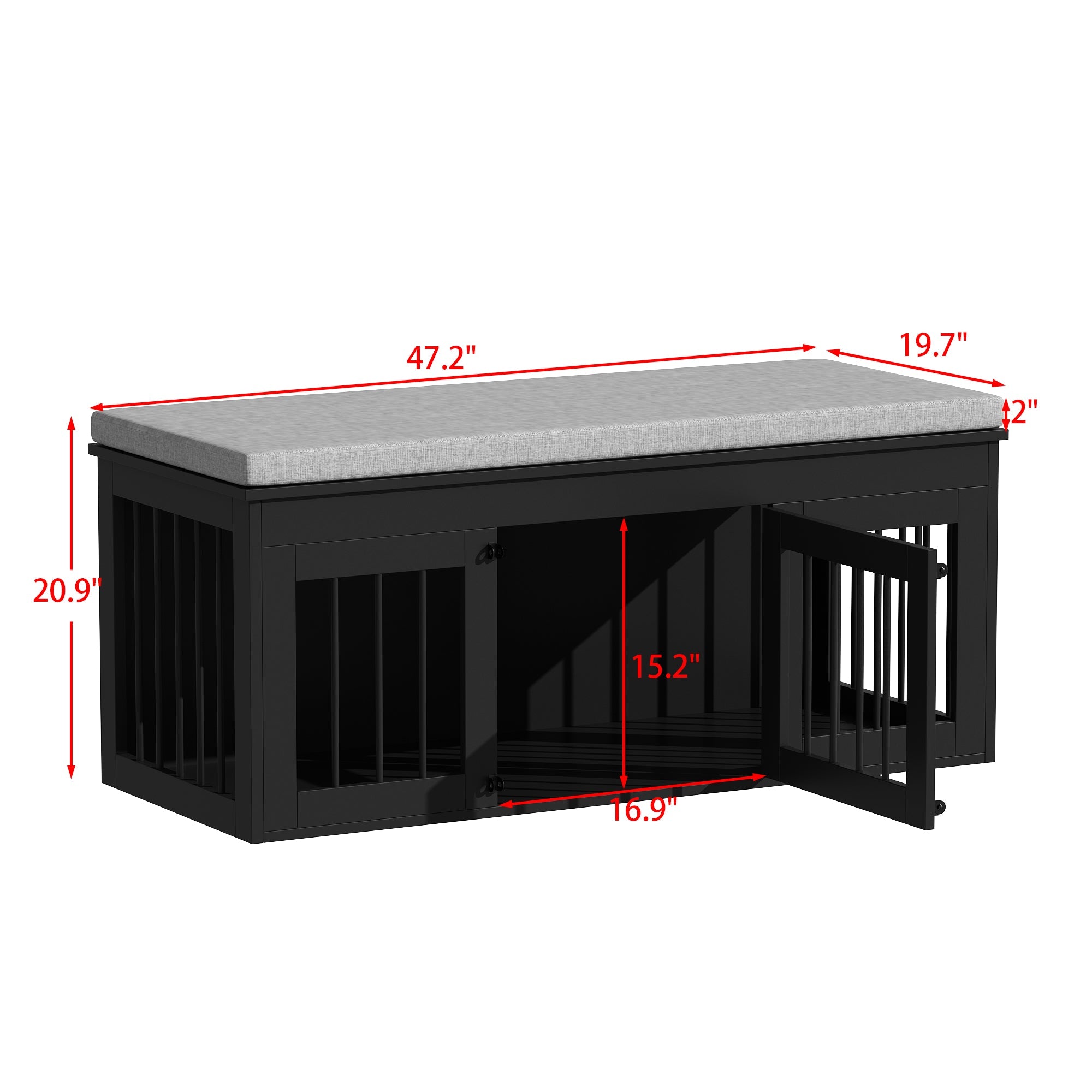 Bed Bench Dog Crate With Cushion