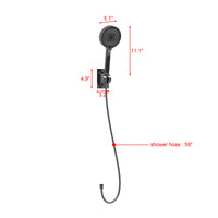 59" Modern Black Handheld Shower Head with Fahrenheit Temperature Display, Flexible Hose and Wall Bracket