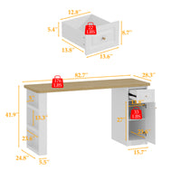 82.7" Modern White Kitchen Island with Storage Cabinet and Drawers