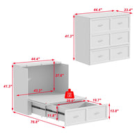 76.8" Modern White Murphy Bed With Power Outlets And Fold-down Panel