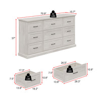 70.9" Modern White/Gray Dresser with 9 Drawers