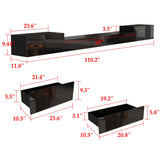 110 inches Modern Minimalist Black TV Stand Floating High Gloss TV Stand With LED Light