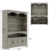 53.7" Retro Brown Dining Hutch with Adjustable Shelves