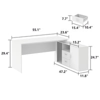 L-Shaped Computer Desk Writing and Gaming Desk with Drawers and Shelves for Home Office