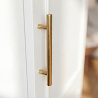 Rena 15.7" Modern White Compact Wardrobe with Dual Doors, Golden Handles and Multiple Storage Sections