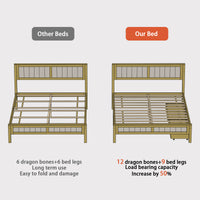 60.8" Modern Beige Platform Bed with Storage Drawers and Comfortable Headboard