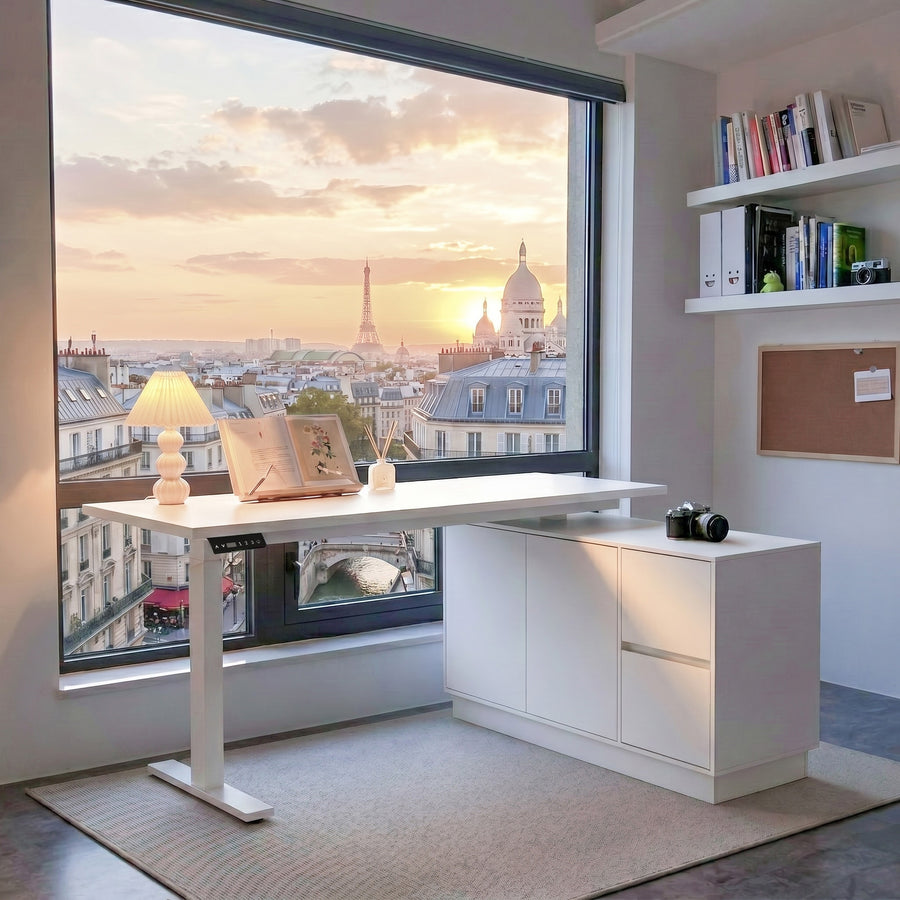 54.3" Minimalist Modern White Standing Desk with Memory Presets