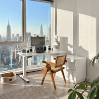 54.3" Minimalist Modern White Standing Desk with Memory Presets