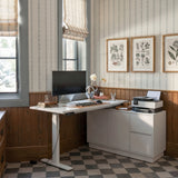 54.3 inches Minimalist Modern White Standing Desk With Electric Lift System and Memory Presets