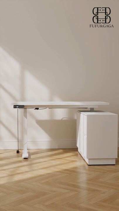 54.3 inches Minimalist Modern White Standing Desk With Electric Lift System and Memory Presets