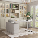 54.3 inches Minimalist Modern White Standing Desk With Electric Lift System and Memory Presets