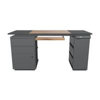 63" Modern Standing Desk with Pegboard Organizer and Keyboard Tray