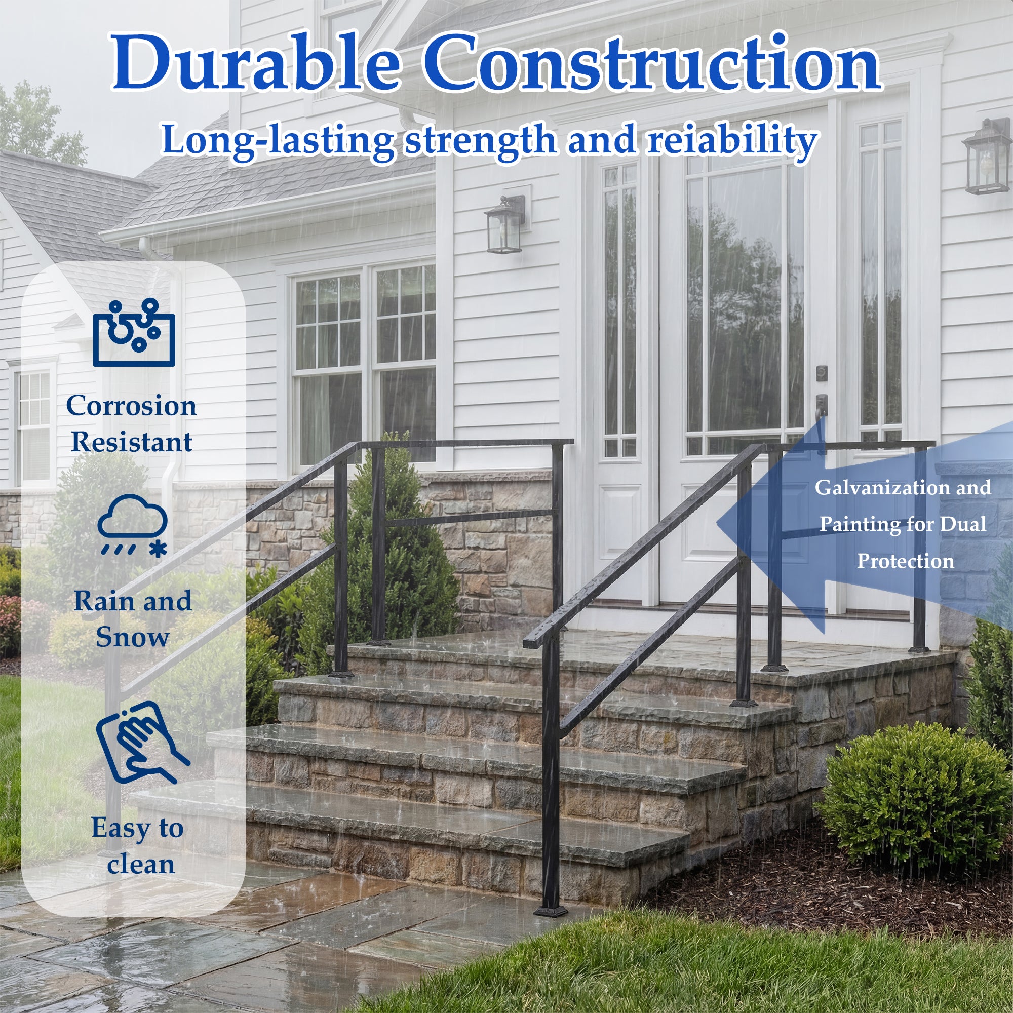 Stair Railing Kit Handrail Flexible Outdoor Deck Hand Rail(Set of 2)