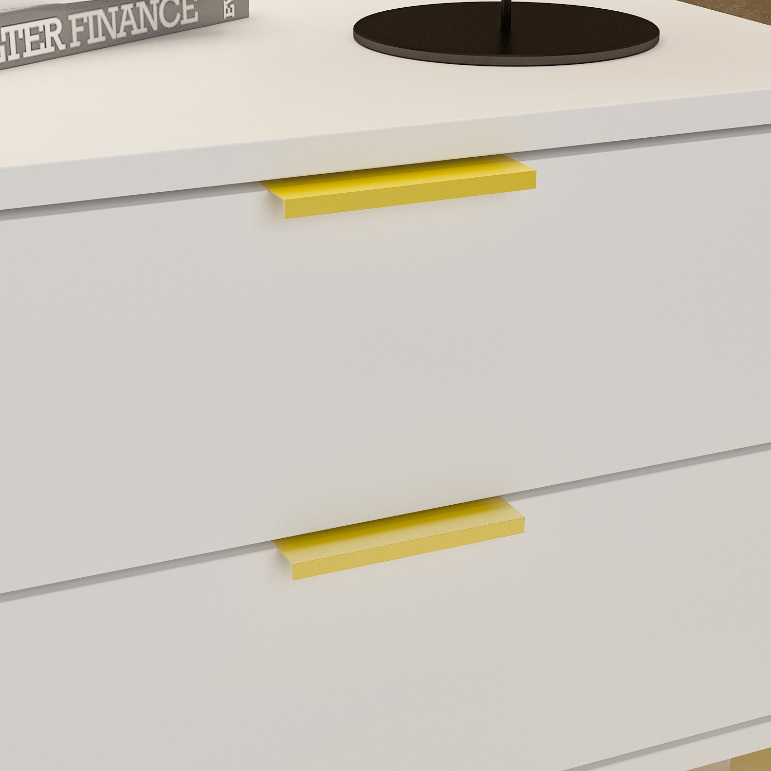 Nightstand with 2 Drawers End Table with Gold Metal Legs for Bedroom