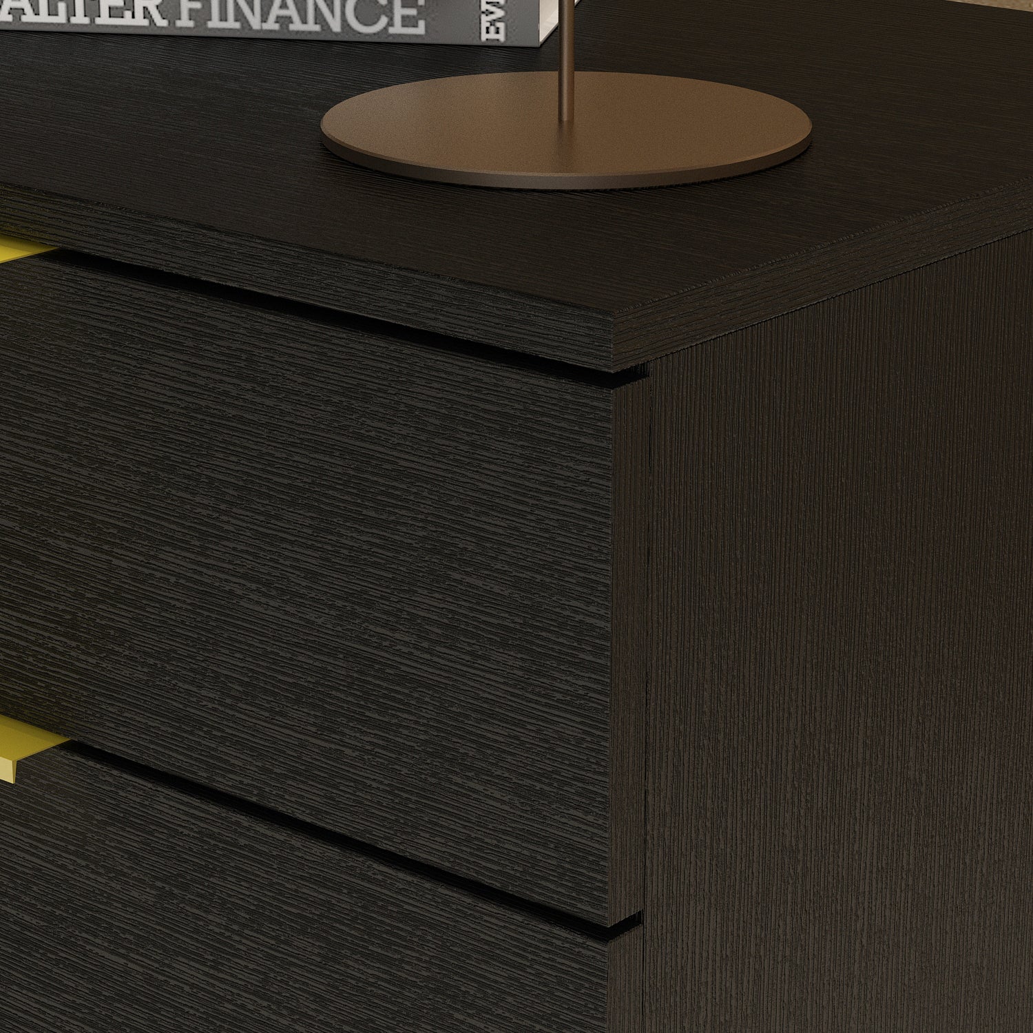 Nightstand with 2 Drawers End Table with Gold Metal Legs for Bedroom