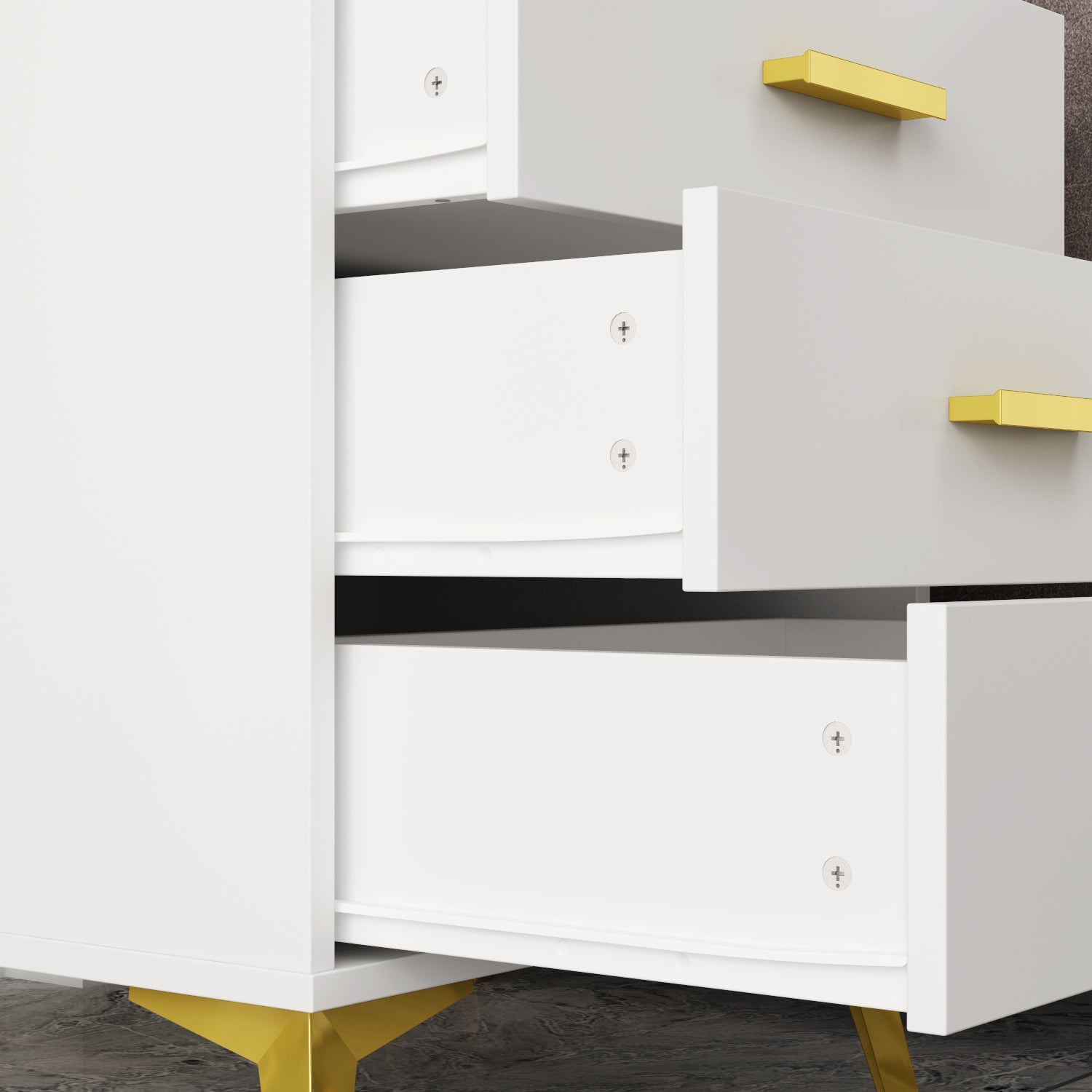 Bedside Nightstand White Finish Cabinet for Bedroom Storage