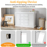 47.2 inch White Changing Table Dresser with 2 Cabinets, 4 Drawers & Removable Changing Top
