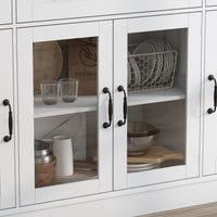 55" Modern White Sideboard Buffet Cabinet with 3 Drawers & LED Lights